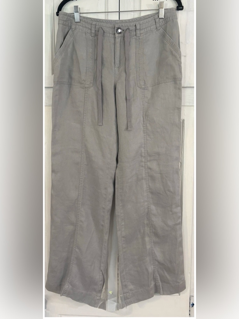 International Concepts 100% Linen Relaxed Fit Wide Leg Rhinestone Buttons Size 6